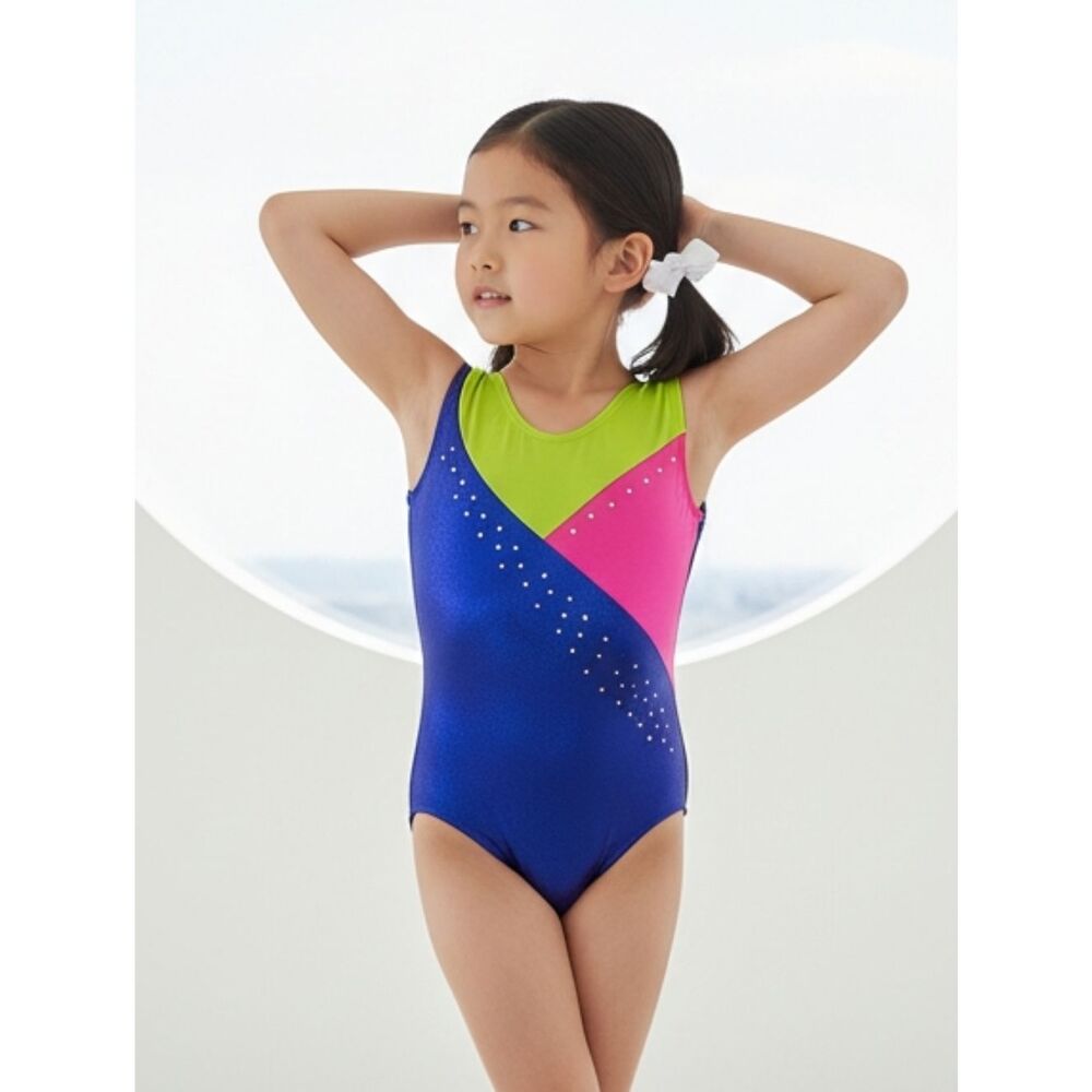 Danskin Girls Leotard 6/6X Purple Sparkle Long Sleeve Gymnastics Dance Tumbling